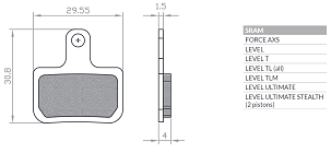 BRENTA BIKE PLOČICE KOČIONE BICIKLISTIČKE SINTER SPIEKANE METALICZNE ZA SRAM LEVEL T, LEVEL TL, TLM ULTIMATE (2019-), FORCE AXS