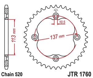 JT LANČANIK ZADNJA 4509 35 SUZUKI LTZ 400 '09-12' (LT-Z), LTR 450 '06-10' (LT-R) (450935JT) (LANAC520)
