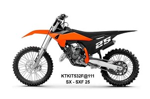 UFO 2025/11 KOMPLET PLASTIKE (FULL KIT) SA ŠTITNICIMA TELESKOPA (AMORTIZERA) KTM SX 125 / 150 / 250 / 300 '25-'26, SXF (SX-F) 250 / 350 / 450 '25-'26 BOJA NARANDŽASTA / CRNA / BELA