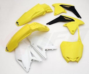 UFO KOMPLET PLASTIKE SUZUKI RMZ 450 '09-'10 BOJA OEM (ŽUTA/BELA/CRNA) (SU410E999) - ZAMENJEN SA SUKIT409999