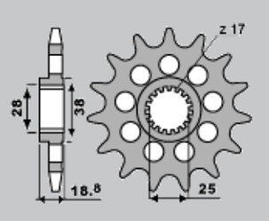 CHT RASPRODAJA LANČANIK PREDNJA 2078 16 BMW F 650/800 GS/R'08-'18, F 700/750/850 GS '13-'22, APRILIA ETV 1000 CAPONORD '01-'08, RSV 1000 MILE '98-'03,