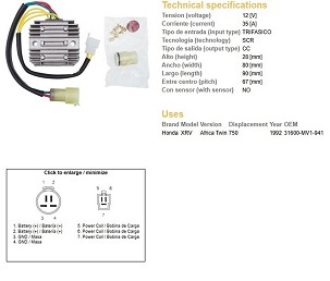DZE REGULATOR NAPONA HONDA XRV 750 AFRICA TWIN '92 (31600-MV1-941) (35A)