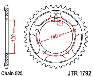 JT LANČANIK ZADNJA 4398 42 SUZUKI GSR 750 '11-'19, GSXR 750 '00-'03, DL 1000 '15-'16, GSX 750S '15-'16 (439842JT) (LANAC 525) (CRNA)