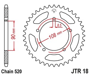 JT LANČANIK ZADNJA 1515 43 MUZ 660 SCORPION '95-02', APRILIA 125 TUAREG '87' (151543JT) (LANAC520)
