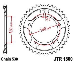 JT LANČANIK ZADNJA 4409 42 SUZUKI GSF 1250 '06-'16, GSXR 1000/1300 (440942JT) (LANAC 530) BOJA CRNA
