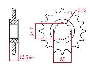 GROSSKOPF RASPRODAJA LANČANIK PREDNJA 2082 14 KAWASAKI ZX-6R '95-'97, TRIUMPH 600 '00-'04, 650 DAYTONA '05 (JTF1182.14)
