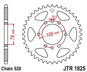 JT LANČANIK ZADNJA 823 47 SUZUKI VL 250 INTRUDER LC '00-04'; LT 250/300 '86-89'; GN 400 '80-82'; LT 500 '88-92',DR 500 '81-83', DR 750 '88' (SR41B) (82347JT) (LANAC520)