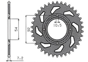 SUNSTAR LANČANIK ZADNJA 835 49 YAMAHA TZR 125 88-93 (+4), RD 125 LC 1 82-85 (JTR835.49) (LANAC 428) (83549JT)