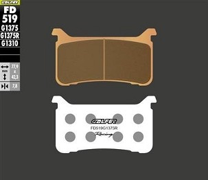 GALFER PLOČICE KOČIONE KH700 SPIEK METALICZNE (ZLATNE) SPORT RACING PREDNJI HONDA CBR 600RR '18-; VFR 800 '17-; CROSSRUNNER 800X '17; CB 1000R '18-; CB 1000 HORNET '24-; CB 1100N/RS '17-; CBR 1000RR '17-'25; CMX 1100T REBEL '21-