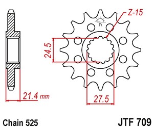 JT LANČANIK PREDNJA 2150 15 APRILIA 750/900 DORSODURO/ABS '07-'19, SHIVER/GT/ABS '07-'19, 1200 DORSODURO/ABS '11-'16 (215015JT) (LANAC 525)