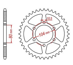 MTX PARTS LANČANIK ZADNJA 478 43 KAWASAKI ZX6R '05-'17, SA 750 (47843JT) (LANAC 520) (SREBRNA)