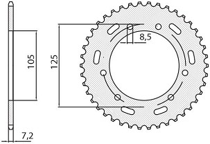 SUNSTAR LANČANIK ZADNJA 4413 50 YAMAHA XT 125X/SM '05-'09 (JTR1134.50) (LANAC 428) (441350JT)