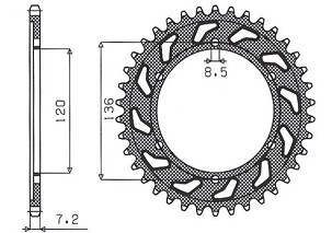 SUNSTAR LANČANIK ZADNJA 4324 57 YAMAHA TDR 125 '93-'99 (JTR1847.57) (LANAC 428) (432457JT)