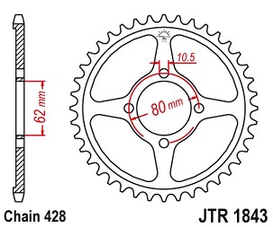 JT LANČANIK ZADNJA 843 54 YAMAHA TT-R 125 '02-21' (84354JT) (LANAC428)