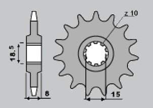JR RASPRODAJA LANČANIK PREDNJA 599 13 APRILIA 50 AF-1 '92-'92, 50 PEGASO '92-'93, 50 RED ROSE '92-'05, MALAGUTI 50 FIFTY EVOLUTION '91-'98, RIEJU 50 DRAC '96-'97