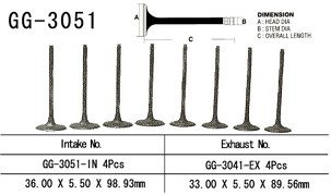 VESRAH VENTIL USISNI SUZUKI DL 1000 V-STROM '02-19, DL 1050 V-STROM '20, SV 1000 / S '03-07 (OEM: 12912-02F00) (1KOM.) (MADE IN JAPAN)
