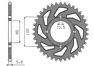 SUNSTAR LANČANIK ZADNJA 819 41 SUZUKI GZ 250 MARAUDER (99-10), GN 250 (82-99) (JTR819/2.41) (LANAC 520) (81941JT)