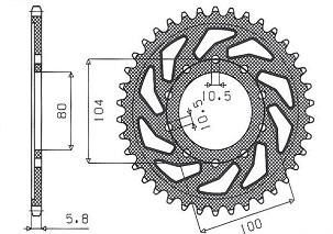 SUNSTAR LANČANIK ZADNJA 478 45 KAWASAKI ZXR 400 (88-02), SA800 (13-14) (JTR478.45) (LANAC 520) (47845JT)