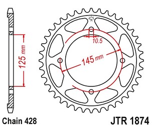 JT LANČANIK ZADNJA 4482 59 YAMAHA XVS 125 DRAG STAR '00-04, XVS 250 DRAG STAR '01-04' (448259JT) (LANAC 428)