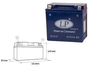 LANDPORT AKUMULATOR GEL GTX14-4 (MG LTX14-4) 12V 14AH 152X88X147 BEZ ODRŽAVANJA - ZALANY - ZAMENJUJE GTX14BS L (4)