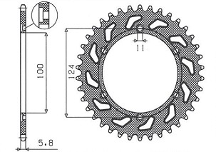 SUNSTAR LANČANIK ZADNJA 1027 43 DUCATI MONSTER 695 '08, MONSTER 800 '03-'04 (JTR735.43) (LANAC 520) (102743JT)