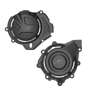 POLISPORT SET ŠTITNIK POKLOPCA (DEKLA) ALTERNATORA I ŠTITNIK POKLOPCA KVAČILA (IBEX) CF MOTO 450MT '24-'26 BOJA CRNA