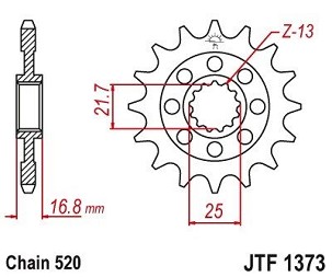 JT LANČANIK PREDNJA 2042 16 SA GUMOM HONDA NC 700S/X '12-'13, INTEGRA 700D '12-'13 (JTF1373.16RB)* (LANAC 520)