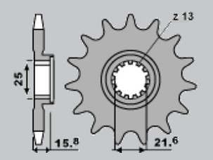 JR RASPRODAJA LANČANIK PREDNJA 2093 15 KAWASAKI ZX 6R '98-'02 (153515JT)