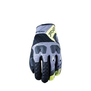 FIVE GLOVES KOŽNO-TEKSTILNE RUKAVICE TFX3 AIRFLOW CRNA/FLUO ŽUTA BOJA VELIČINA 10 (L)