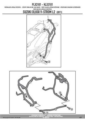 KAPPA NOSAČ KOFERE BOČNE MONOKEY SIDE SUZUKI DL 650 V-STROM (11-16) - SAMO POD KOFERE K33N K'ROAD