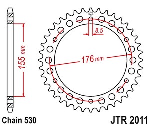 JT LANČANIK ZADNJA 4392 42 TRIUMPH 955/1050 (439242JT) (LANAC 530) CRNA