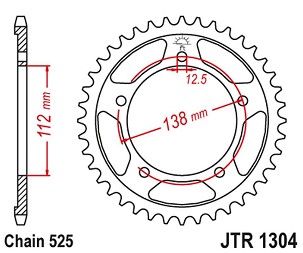 JT LANČANIK ZADNJA 4357 42 HONDA CBF 600, CB 600, CB 650F '14-'18, CBR 650F '14-'18, VT 750DC (435742JTZBK)* (LANAC 525)