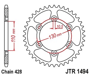 JT LANČANIK ZADNJA 1494 56 KAWASAKI NINJA 125/SA 125 '19 (JTR1494.56)* (LANAC 428)
