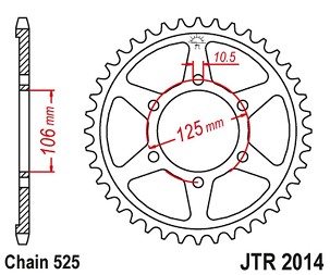 JT LANČANIK ZADNJA 4529 47 TRIUMPH 675 '06-'17 (452947JT) (LANAC 525) CRNA