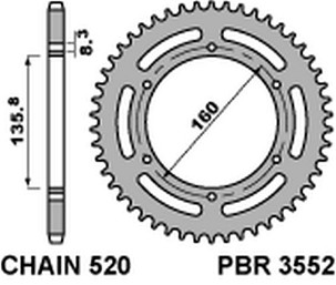 PBR RASPRODAJA LANČANIK ZADNJA ALUMINIJUMSKA (ERGAL) 3552 38 APRILIA ETX 125 '84 BMW G310 R '16-'20 (-2) (LANAC 520) BOJA SREBRNA (MADE IN ITALY)
