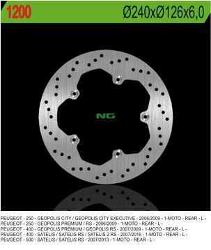 NG DISK KOČIONI ZADNJI PEUGEOT 250/400/500 (240X126X60) (5X6,5MM)