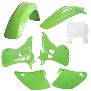 POLISPORT KOMPLET PLASTIKE (FULL KIT) KAWASAKI KX 125/250 '93W SETU TABLICA PREDNJA (8672800002) BOJA ZELENA OEM