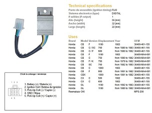 DZE MODUL PALJENJA CDI HONDA CB 650/750/900/1100F, CBX 1000 (30400-461-155)