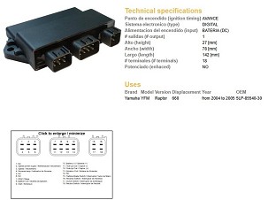 DZE MODUL PALJENJA CDI YAMAHA YFM 660 RAPTOR '04-'05 (OEM-5LP-85540-30)