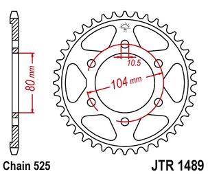 JT LANČANIK ZADNJA 4359 41 KAWASAKI ZX 6 R '98-'02, SA 1000 '07-'09, ZX10R '04-'15 (435941JTZBK) (LANAC 525) BOJA CRNA