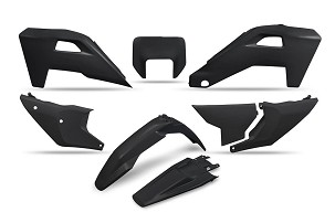 UFO 2025/11 KOMPLET PLASTIKE HUSQVARNA FE 250 / 350 / 450 / 501 '25-'26, TE 250 / 300 HERITAGE '25-'26 BOJA CRNA