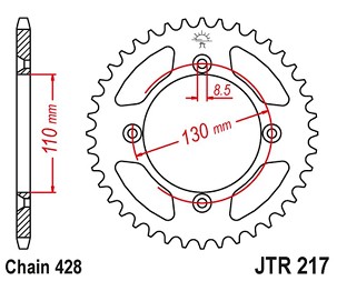 JT LANČANIK ZADNJA 249 56 HONDA CR80 '86-02', CR85 '03-07' (24956JT) (LANAC428)