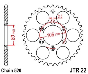 JT LANČANIK ZADNJA 3560 45 APRILIA SX 125 '08-'12, MX 125 '04-'07 (356045JT) (LANAC 520)