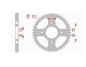 AFAM 2026/06 ZADNJI LANČANIK 4669 45 HONDA CBR 125 '11-17, CB 125F (GLR125) '15-17 (LANAC 428) ( OTVOR ZA ZAVRTANJ 10,5MM ) (JTR1221.45)