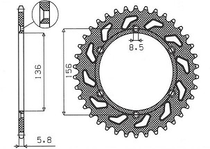 SUNSTAR LANČANIK ZADNJA 702 49 HUSQVARNA SMS 125 '01-12, SUZUKI DR 250 (90-03) (JTR822.49) (LANAC 520) (70249JT)