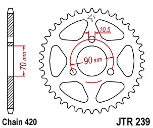 JT LANČANIK ZADNJA 239 42 HONDA MTX 80R '83-'86, MBX 50 (23942JT) (LANAC 420)