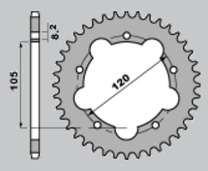 CHT RASPRODAJA LANČANIK ZADNJA 3565 45 APRILIA RX50 93-95 (2011-45) (LANAC415)