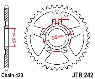 JT LANČANIK ZADNJA 242 53 HONDA XL 125 R '82-87' (24253JT) (LANAC 428)