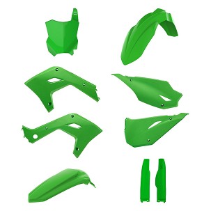 POLISPORT KOMPLET PLASTIKE (FULL KIT) KAWASAKI KX 125 '03-'08; KX 250 '03-'08 (RESTYLING NA MODEL 2026) U SETU TABLICA PREDNJA (8665900007) I ŠTITNICI AMORTIZERA (8398000011) BOJA ZELENA