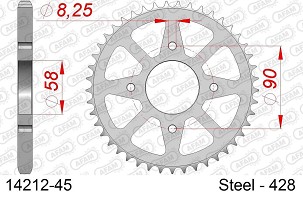 AFAM 2026/06 ZADNJI LANČANIK 4669 45 SUZUKI GSXR 125 17-18, GSX 125 S 17-18 (LANAC 428) ( OTVOR ZA ZAVRTANJ 8,5MM ) (JTR803.45)